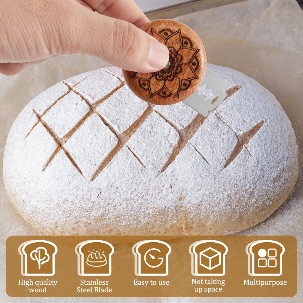 Инструмент Ламе для хлебопекарни Деревянный скребок Нож/слайсер/резак для хлеба Тесто пекарское Инструмент для надрезания теста Ламе с лезвием Портативный инструмент для надрезания хлеба