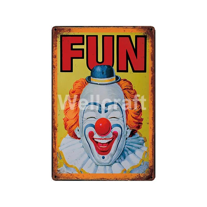 WellCraft Circus Lion Elephant Tiger Clown Horse Metal Sign Vintage Painting Decor LT room decoration