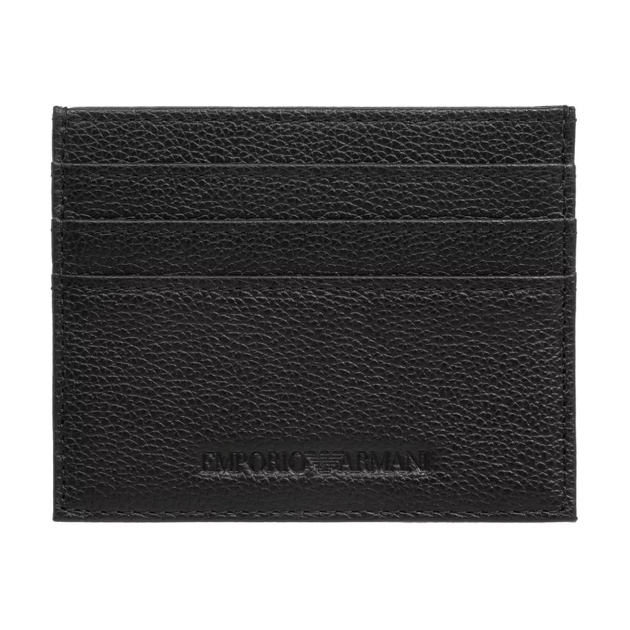 Emporio Armani Простая Кожаная Монетница с Отсеком для Карт, Складывающаяся, Логотип Бренда "Личи Зерно", Мужской Кошелек, Черный Y4R568-YQ13X-80648