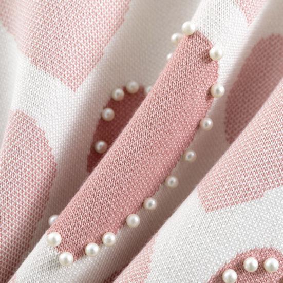 2 шт./комплект Женский комплект: топ и брюки, принт в виде сердечек, украшение бусинами, круглый вырез, длинные рукава, толстовка, эластичный пояс, манжеты на щиколотках, спортивные брюки