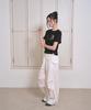 THE GREEN LAB Lettering Symbol Crop Short Sleeve T-Shirt [Black/Key]