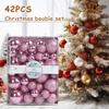 42Pcs 3/4/5cm Christmas Balls Set Glitter Surface Various Pattern Christmas Balls Shatterproof Home Reusable