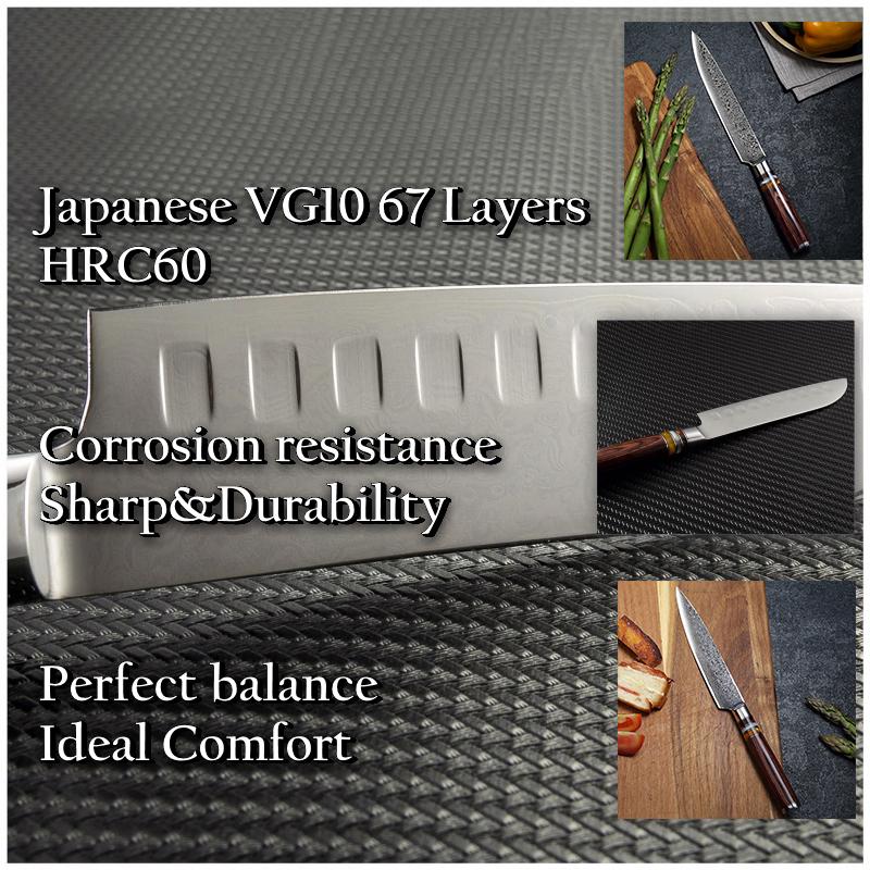 Наборы ножей из 5 предметов, японские дамасские кухонные ножи vg10, универсальный нож для нарезки шеф-повара Накири Сантоку