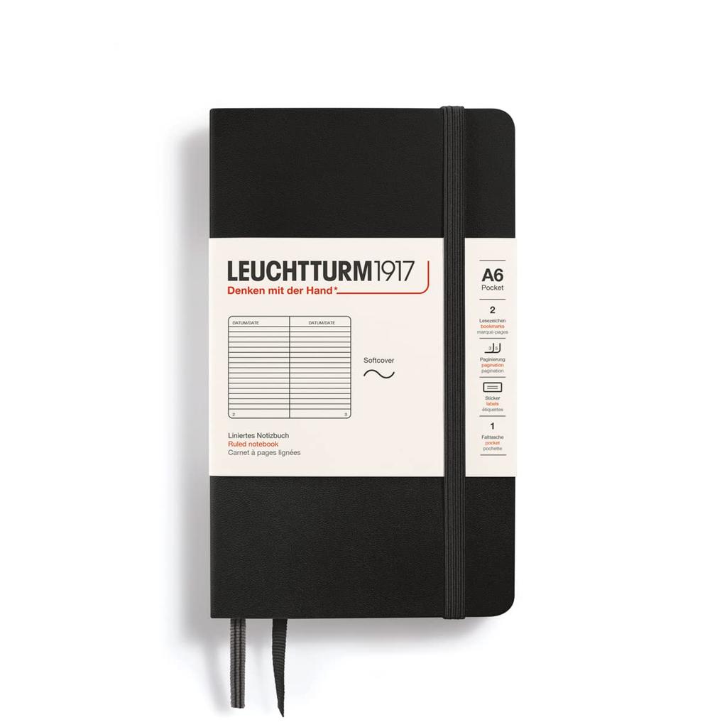 Leuchtturm Блокнот A6 Горизонтальная разлиновка Мягкая обложка Черный 306017 (Подлинный импортный продукт)
