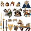 S124-127 MOC Medieval Knight Building Block Heavy Armor Knight Creative DIY Weapons Accessories Action Figures Educational Toys