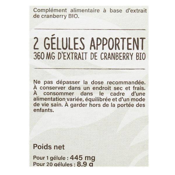 Nutrisanté Les Nutri'Sentiels Bio Cranberry 20 Gélules