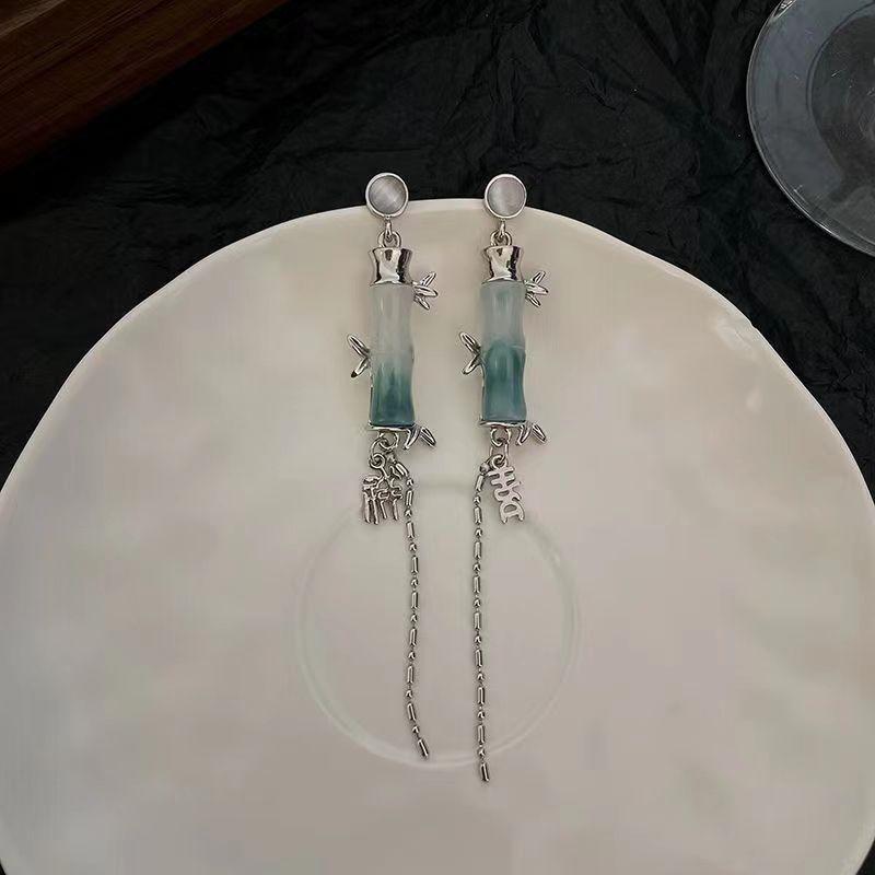 Серьги с бамбуковой кисточкой из серебра S925: Женские нишевые модные шипы 2023