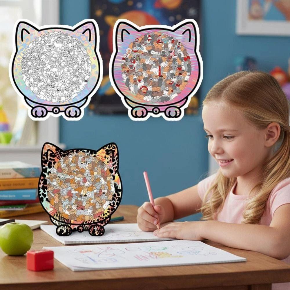 Macaron Color Morandi-colored Cat-shaped Puzzle 135-piece Animal Cats Decorative Cut Cat Pieces