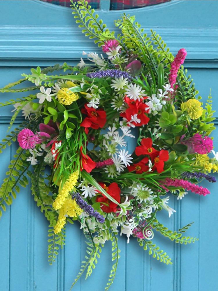 1 шт. летний венок для входной двери, летние весенние украшения, венок из полевых цветов лаванды для дома, крыльца, наружного вечернего окна