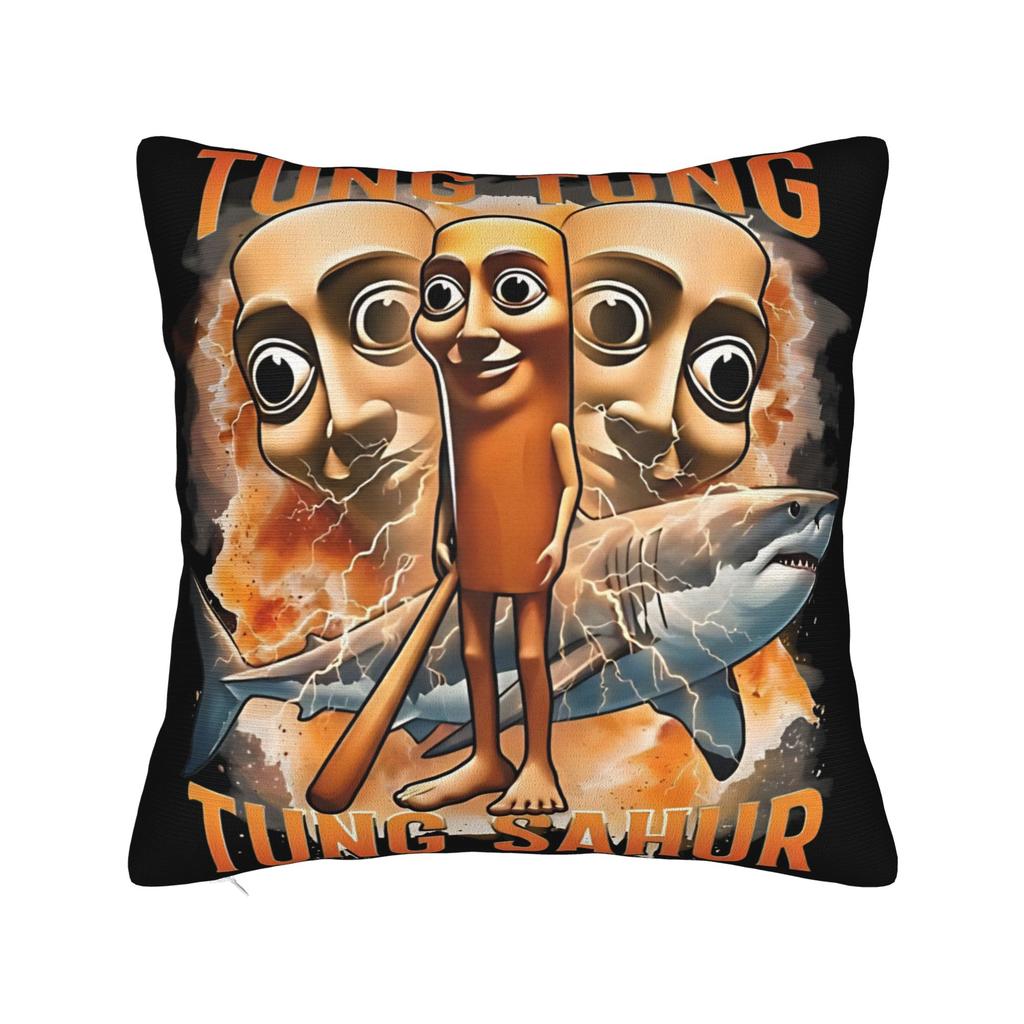Tung Tung Tung Sahur Funny Meme Pillow Case  Graphic Pillow Cover For Wedding Party Home Decor Cute Funny Pillowcases