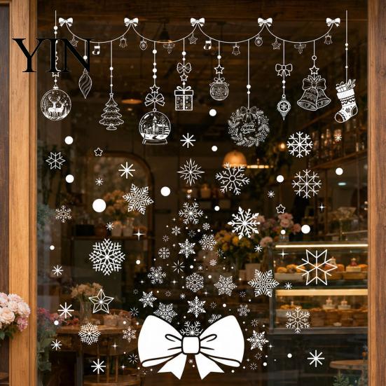 Winter Theme Glass Clings 6Pcs Christmas Snowflake Static Window Clings, PVC Reusable Decals, Removable Easy Apply Decorations Stickers for