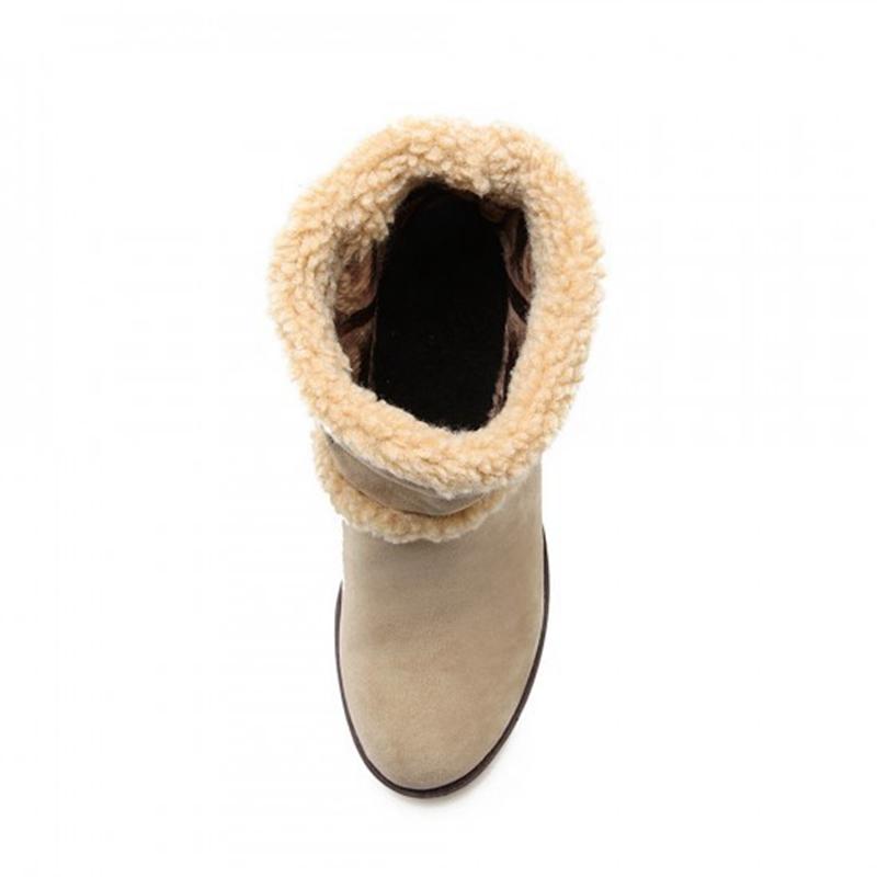 Теплые ботильоны женские из флока Зимние зимние сапоги женские туфли на высоком каблуке bota feminina de inver Обувь botas mujer