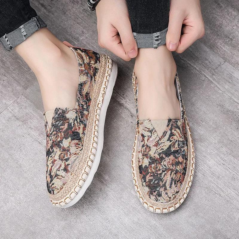 Новые классические мужские туфли с круглым носком, повседневные дышащие холщовые мокасины, мужские туфли на плоской подошве Fishmen, эспадрильи Zapatos De Hombre 2025