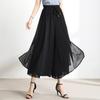 Spring Summer Chiffon Trousers Women's Tall Waisted Pleated Floating Nine Ice Silk Wide Leg Trousers Thin Skirt Trousers Draping  Leisure Trousers