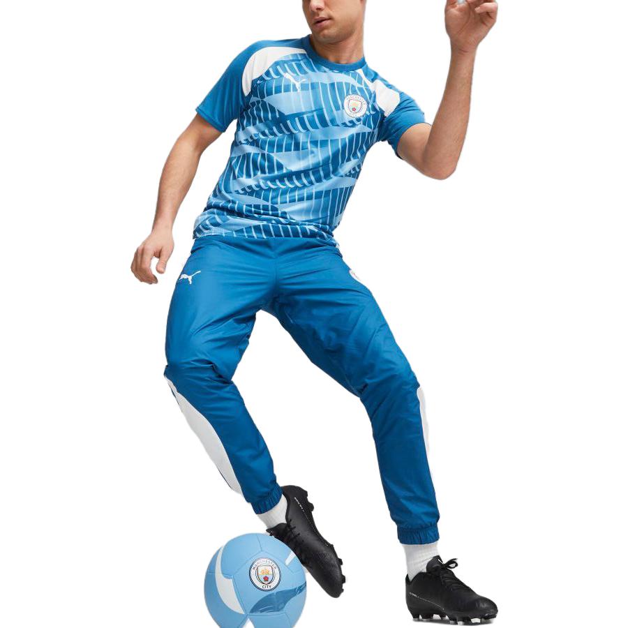 Puma Спортивные футболки с короткими рукавами и круглым вырезом с принтом Manchester City Prematch 23-24 Season Men Tops Blue 772844-10