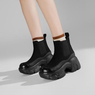 Женские ретро ботинки челси из нубука с коротким голенищем-трубой, осень 2025