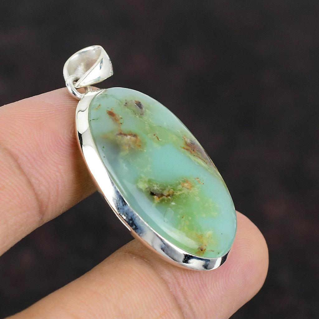 Chrysoprase Pendant Real Gemstone Pendant 925 Sterling Silver Pendant Handmade Women Jewelry Bridal Gift Chrysoprase Jewelry Gift For Mom