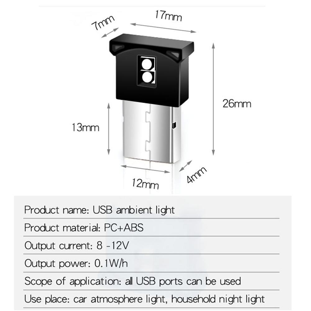 1x Автомобильная USB LED Декоративная Лампочка Портативная Лампа Атмосферы Кнопочное Управление 7 Цветов Авто Интерьер Дом Ноутбук Подсветка