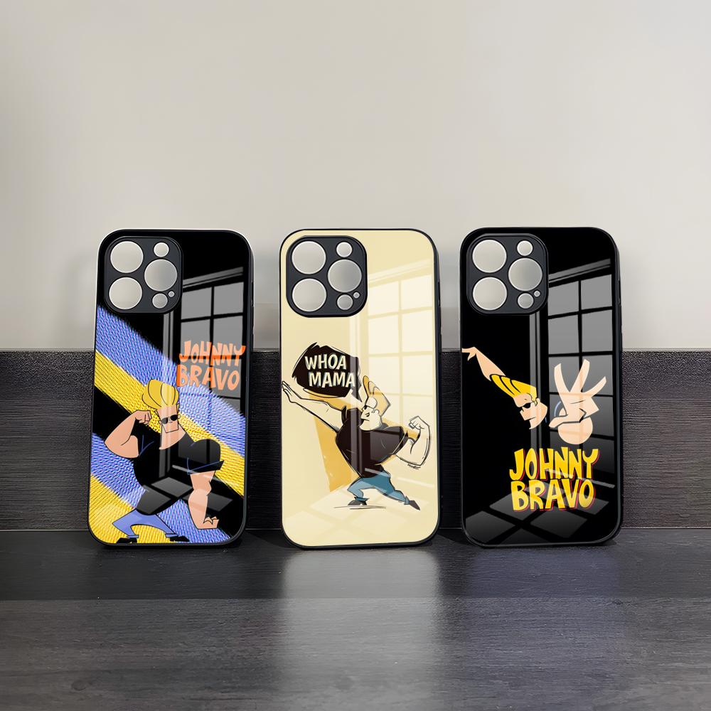 Johnny Bravo Anime Phone Case For 17 Pro Max IPhone 16 Pro 14 12 11 13 Mini X XR XS 15 Plus SE Glass Cover
