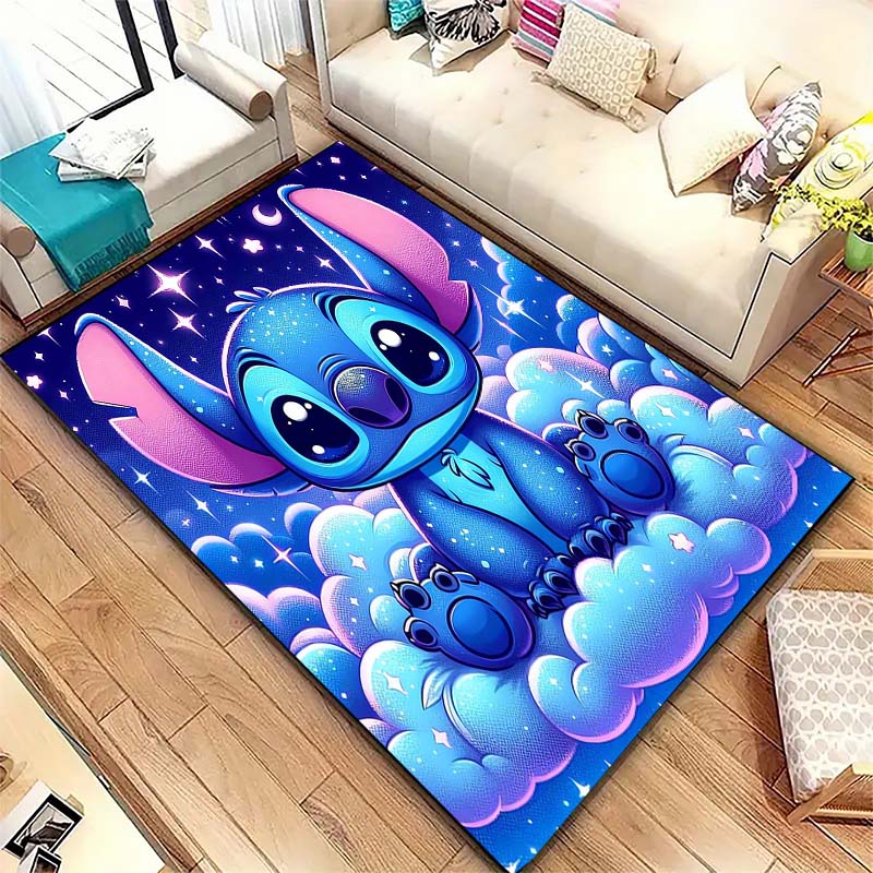 Stitch cartoon pattern rug, digital printing technology, simple housewarming gift, handmade, non-slip decorative rug