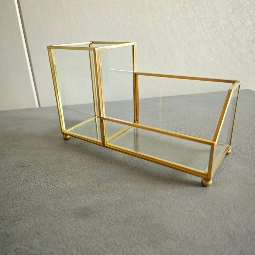 Golden Edge Name Card Holder Elegant Display Stand Office Tools Desk Organizer Home