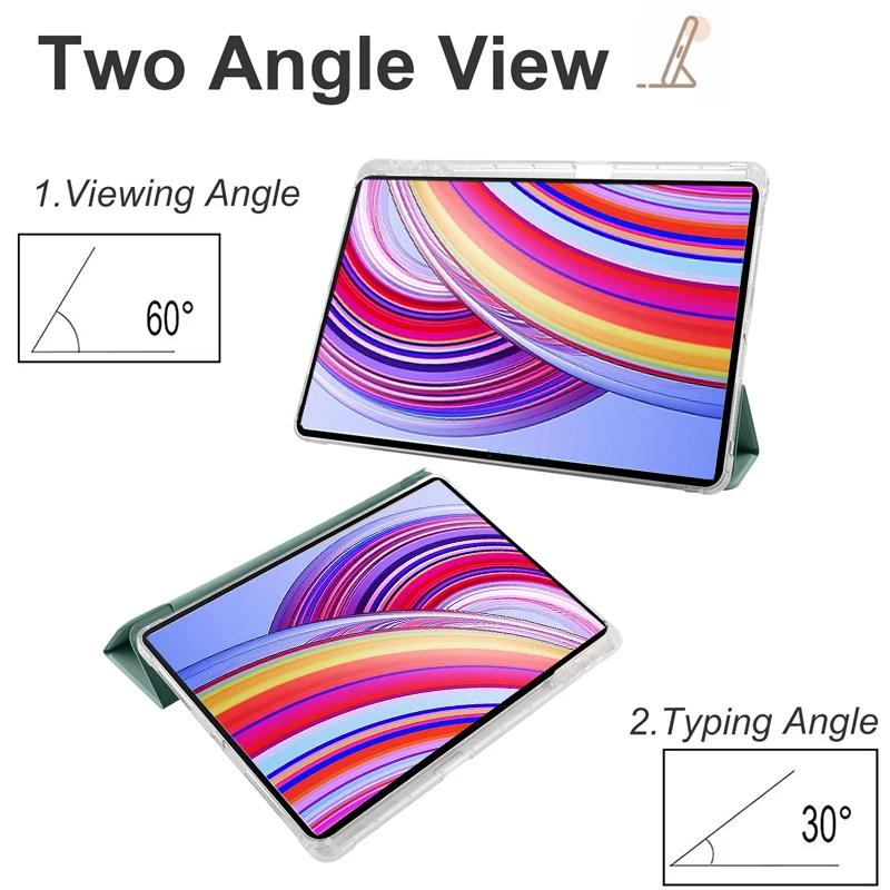 Кожаный чехол для Xiaomi Poco Pad Redmi Pad Pro 2024 12,1-дюймовый чехол-карандаш с откидной подставкой и мягкой задней крышкой из ТПУ с магнитным покрытием