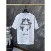 Mens Oversized Cotton T-Shirt With 3D Embroidered Cross Star Streetwear Short Sleeve Tee