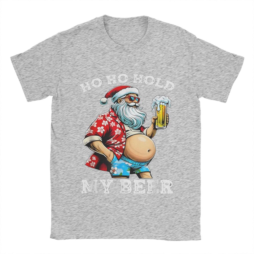 Christmas and beer T Shirts for Men 100% Cotton Novelty T-Shirt Round Collar Tee Shirt Short Sleeve Clothing Graphic