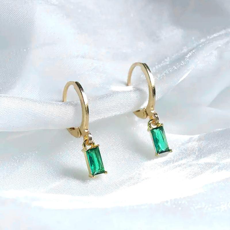 Huitan Trendy and Simple Cushion Earrings for Female Ярко-зеленые циркониевые аксессуары для помолвки Ювелирные изделия для леди