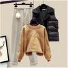 Thickened Cotton Jacket Vest Knitted Long Sleeved Sweater Pullover Woolen Pants Three Piece Elegant Women's Pants Set