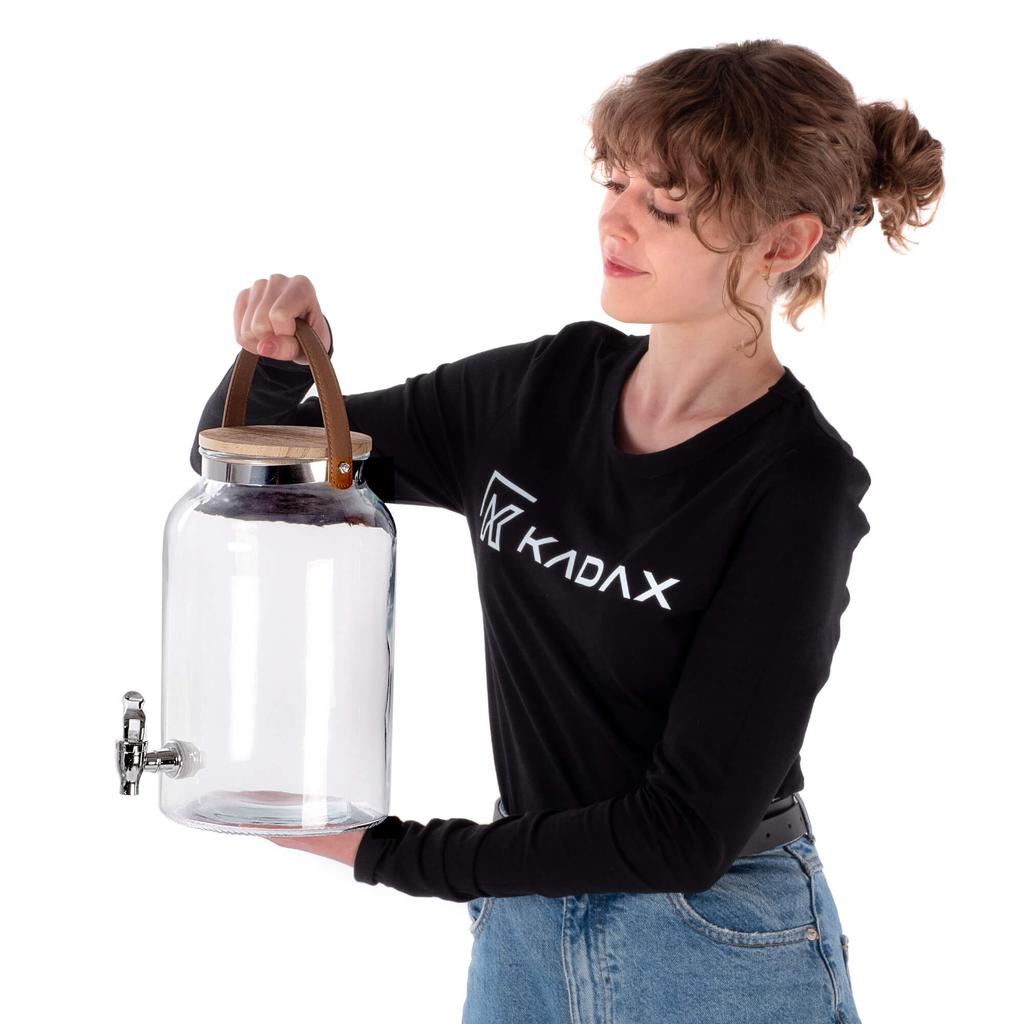 KADAX Glass Jar with Tap Lid and Handle, 5.6 Liters