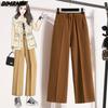 DIMANAF Большие размеры, зимние женские длинные брюки с эластичной резинкой на талии, свободные повседневные широкие брюки, плотные хлопковые шерстяные брюки, брюки