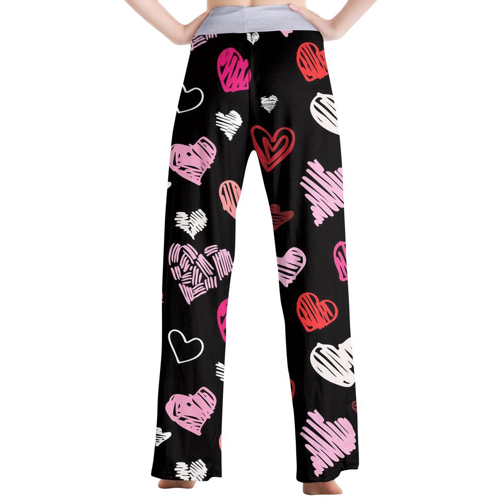 Женские модные повседневные удобные пижамные брюки с принтом и широкими штанинами на шнурке