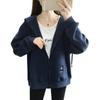 [EASTEMPO] Hoodie Ladies Spring Long Sleeve Relaxing Thin Fashionable Plain Color Casual Cute Large Size (JP, Alphabet, 2XL, Navy)