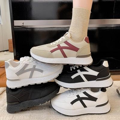 Спортивная обувь в стиле колледжа на толстой подошве, в цветовой гамме, осенняя новинка, кроссовки для бега на резиновой подошве, студенческие кроссовки на шнуровке, кроссовки «папины»