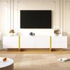 TV Cabinet, Modern TV Lowboard with 3 Doors and 2 Drawers, Television Table for Living Room and Dining Room