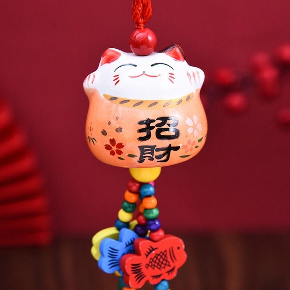 Подарки Японский Счастливый Кот Автомобильный Кулон Милый Креативный Ветер Колокольчики Благословение Новый Год Богатство Удача Подвесной Шнур для Офиса