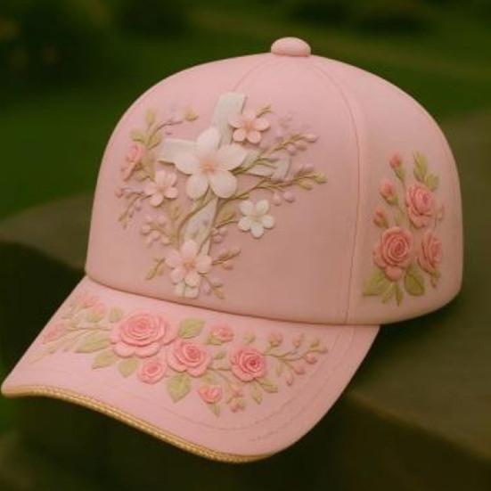 Baseball Hat Embroidery Flower Pattern 3D Printing Retro Sun Protection Summer Cap Hiking Outings Traveling
