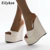 Fashion Eilyken 2025 New Peep Toe Platform Wedges Slippers Summer Woman Sexy Super High Mules Sandal Concise Shoes 35-42
