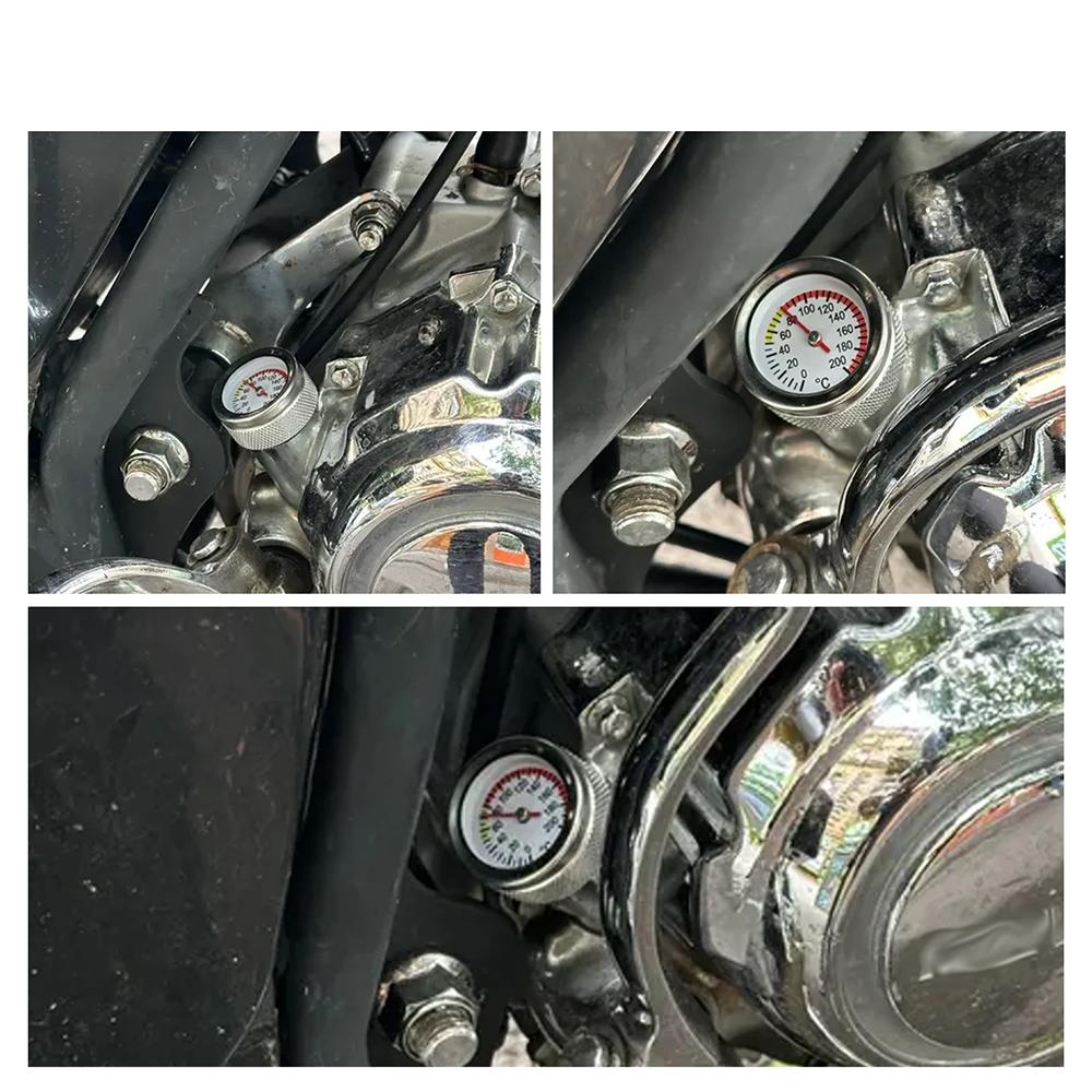 Black Motorcycle Fuel Tank Caps M20x2.5 Oil Temperature Gauge with 117MM Probe