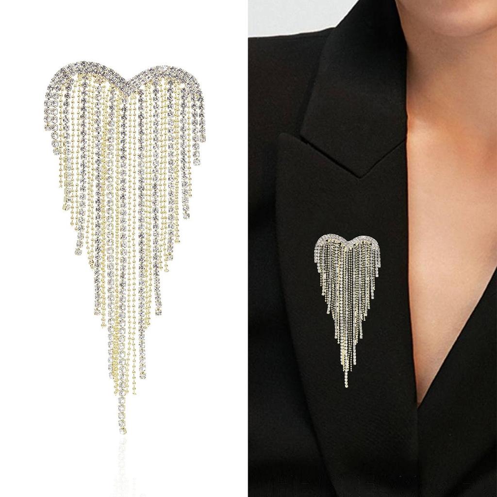 Temperament Tassel Brooch For Women, Heart-shaped Corsage Pin, Atmospheric Cardigan Buckle Pin, Coat Accessories