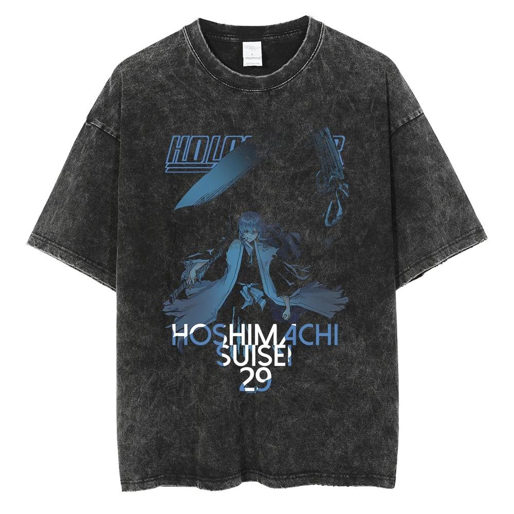 Classic Hotblooded Anime BLEACH Graphic Print TShirts Men Women Vintage Washed Casual Oversized Top Cotton Solf Summer New Tee