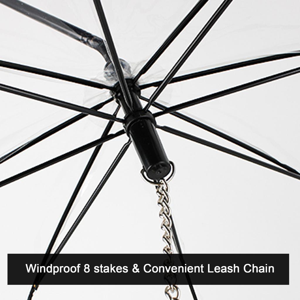 Dog Umbrella with Leash Chain Transparent Cover for Small Medium Dogs In Rain Snowy Weather