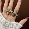Strawberry Enamel Fruit Ring Korean Style Chunky Enamel Ring Insect Drip Oil Ring  Decoration