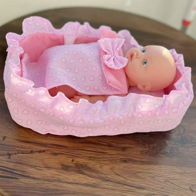 Игровой Бассейн-Корзинка для Кукол с Комплектом Постельного Белья, Тканевая Кровать для Кукол 30 см и Декорация для Детской Комнаты