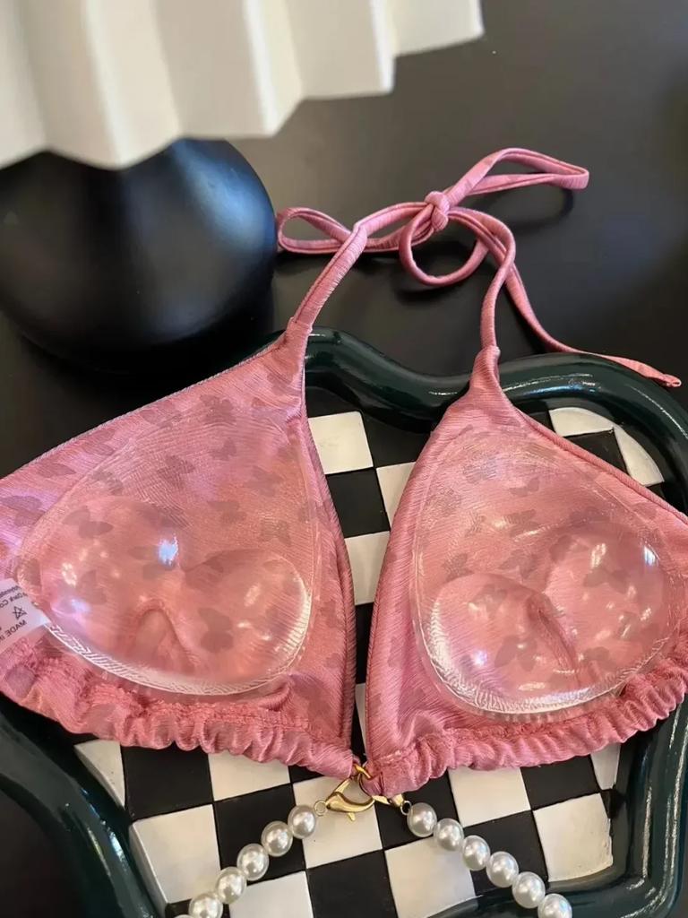 1 Pair Triangle Silicone Chest Patch Women's Push-up Self-adhesive Chest Pad Invisible Thickened Sponge Pad Swimwear Bikini Unde