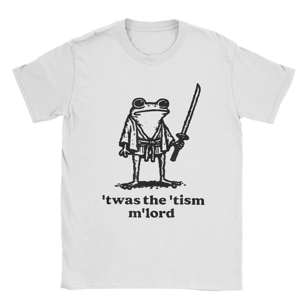 Винтажная футболка Пляжная Забавная T'was The Tism M'Lord Забавный Средневековый Рыцарь Лягушка Новинка Футболки Хлопковая футболка Мужская Повседневная Верхняя Футболка