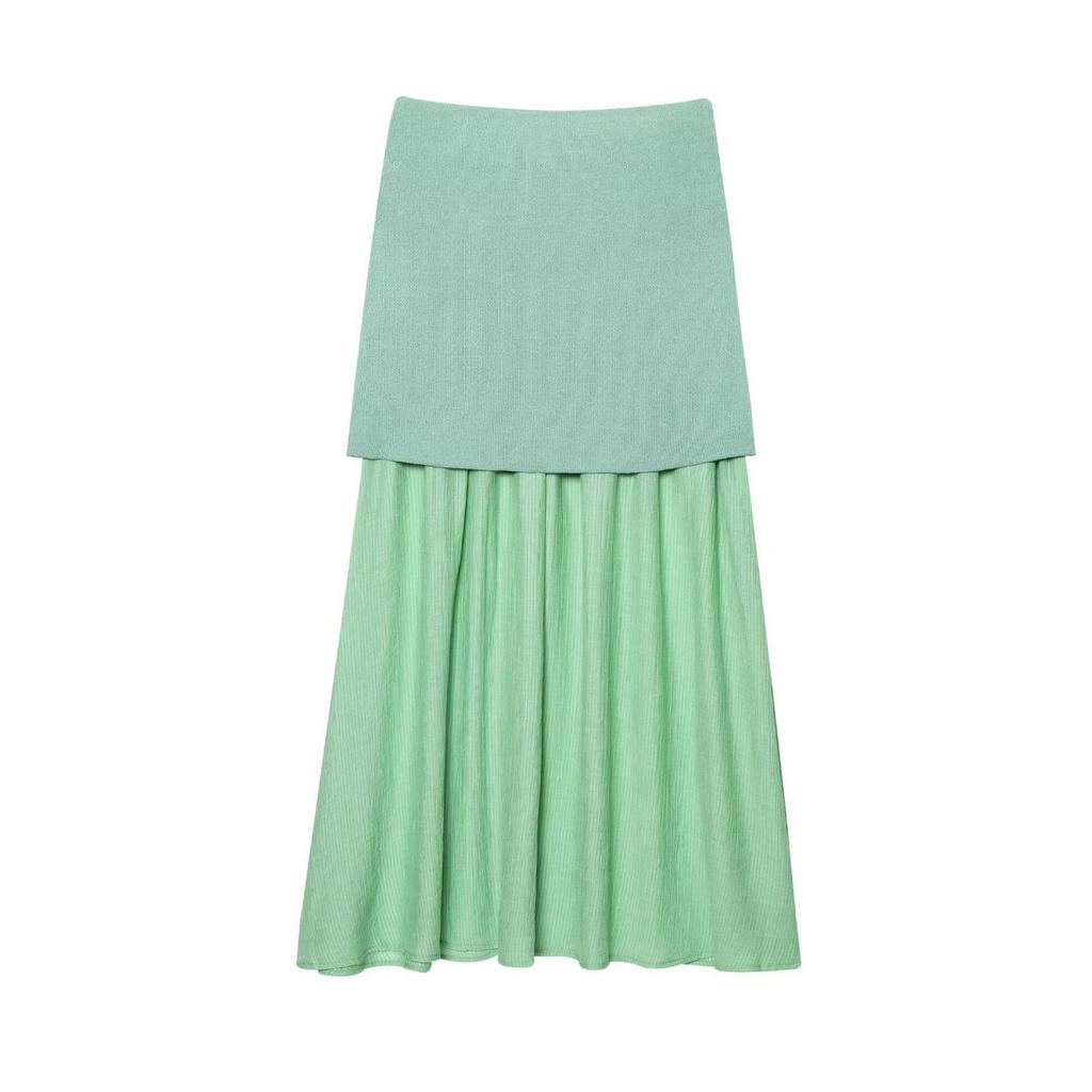 LYRIA Женский юбочный костюм Винно-красный Вязаный V-образный вырез Без рукавов Приталенный жилет + Однотонная юбка макси с высокой талией и молнией Пэчворк Уличный