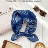 Flower Small Square Scarf Cashew Printed Silk Scarf Cotton Linen Print Scarves  Scarf Accessories