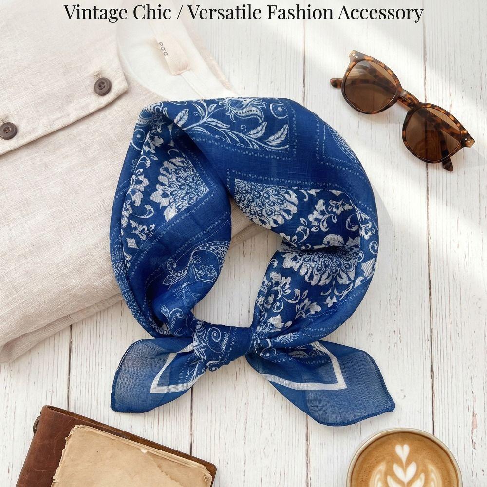Flower Small Square Scarf Cashew Printed Silk Scarf Cotton Linen Print Scarves Scarf Accessories